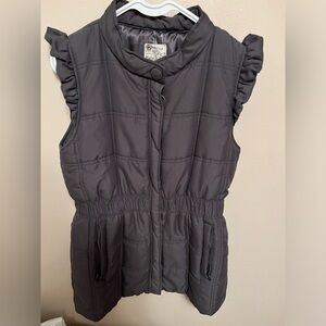 Tulle Gray Puffer Vest with Ruffle - Size L/M